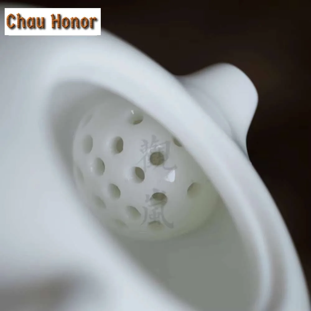 Handmade Dehua White Porcelain Teapot Small Xishi Pot Household Tea Maker Kettle with Infuser Drinkware Accessories Ornaments