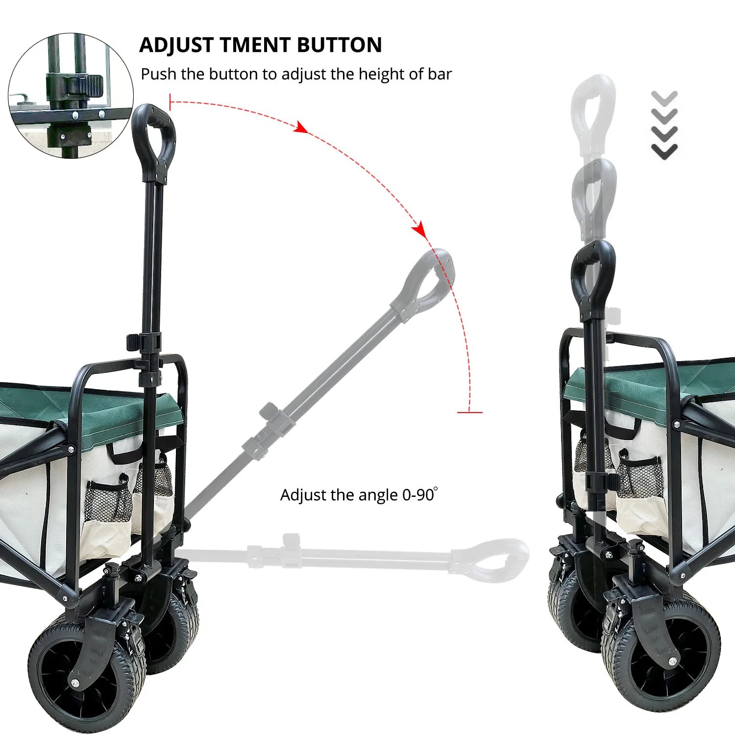 Heavy Duty Large Capacity Folding Wagon Shopping Beach Garden Pull Trolley Collapsible Folding Outdoor Portable Utility Cart