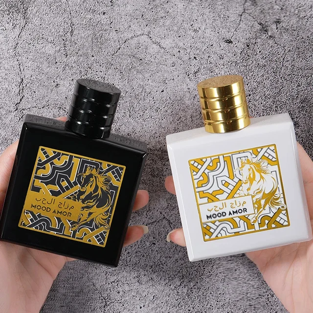 Parfum arabe Mood Amor 100ml unisexe, parfum boisé fougère longue durée, style Moyen-Orient, senteur Black Mustang pour hommes et femmes 1