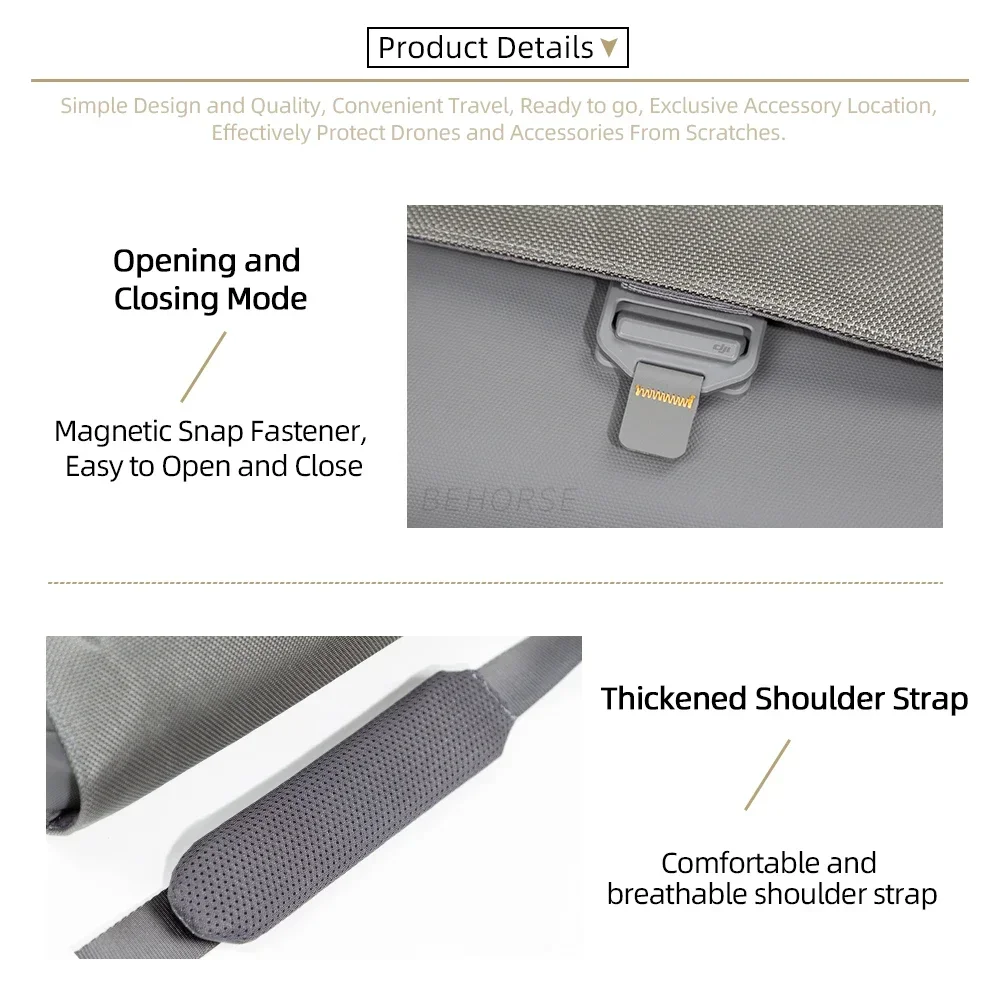Compartiments intérieurs rembourrés du sac pour DJI Mavic 3 Classic, Air 3 et accessoires.