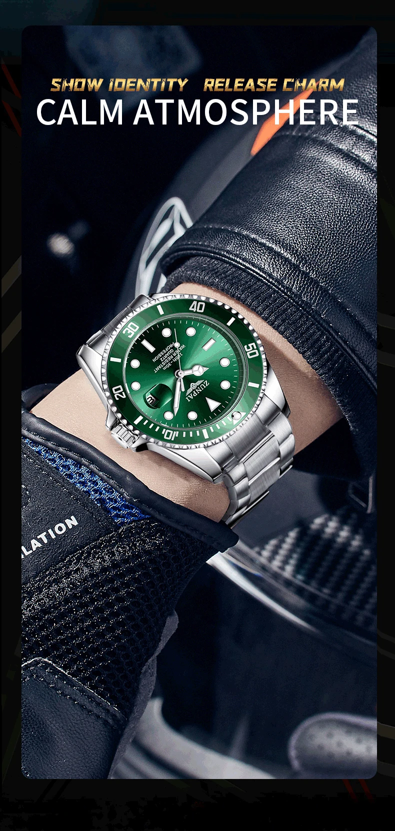 100%Original ZUNPAI Watch for Men's Waterproof Sports Stainless Steel Diving Wristwatches Golden 2022New Fashion Luxury TOPBrand
