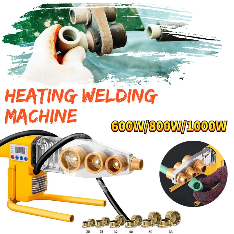 600/800/1000W Pipe Welding Machine Pipe Soldering Iron Plastic Welding PB/PP/PE/PPR Pipe Heating Hot Melting Tool 63/32 Type