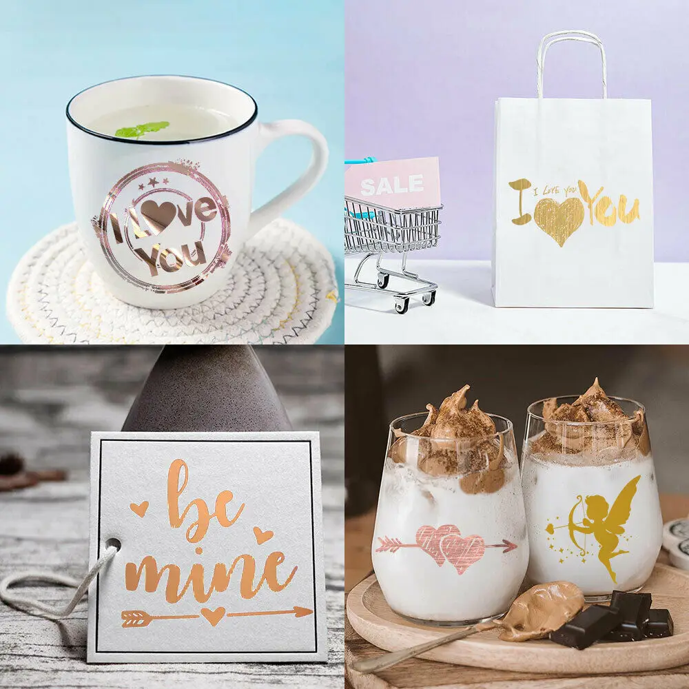 Description Picture 6 of itemGold Series Permanent Adhesive Craft Vinyl 6pcs 12" x 10" Metal Outdoor Sticker Film DIY Home Party Mugs Window Decor for cut