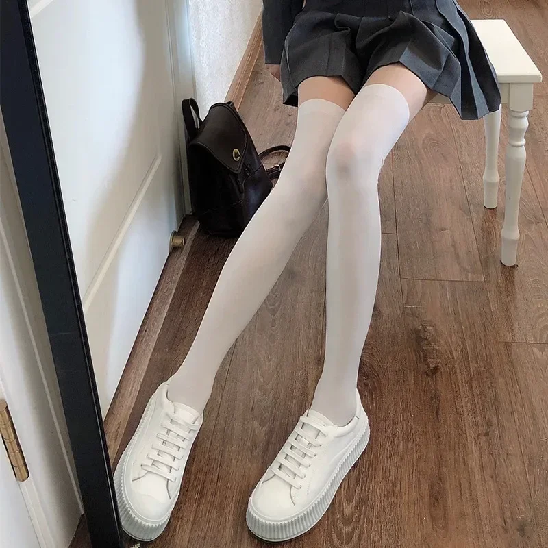 Sexy Women Tights Pantyhose Patchwork Sheer Thigh High Stockings Over Knee Stripe Pantyhose Skin Color Tights