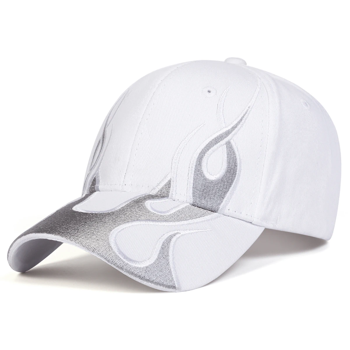 Unisex Flame Embroidery Baseball Caps Outdoor Adjustable Spring and Autumn Casual Sunscreen Hat
