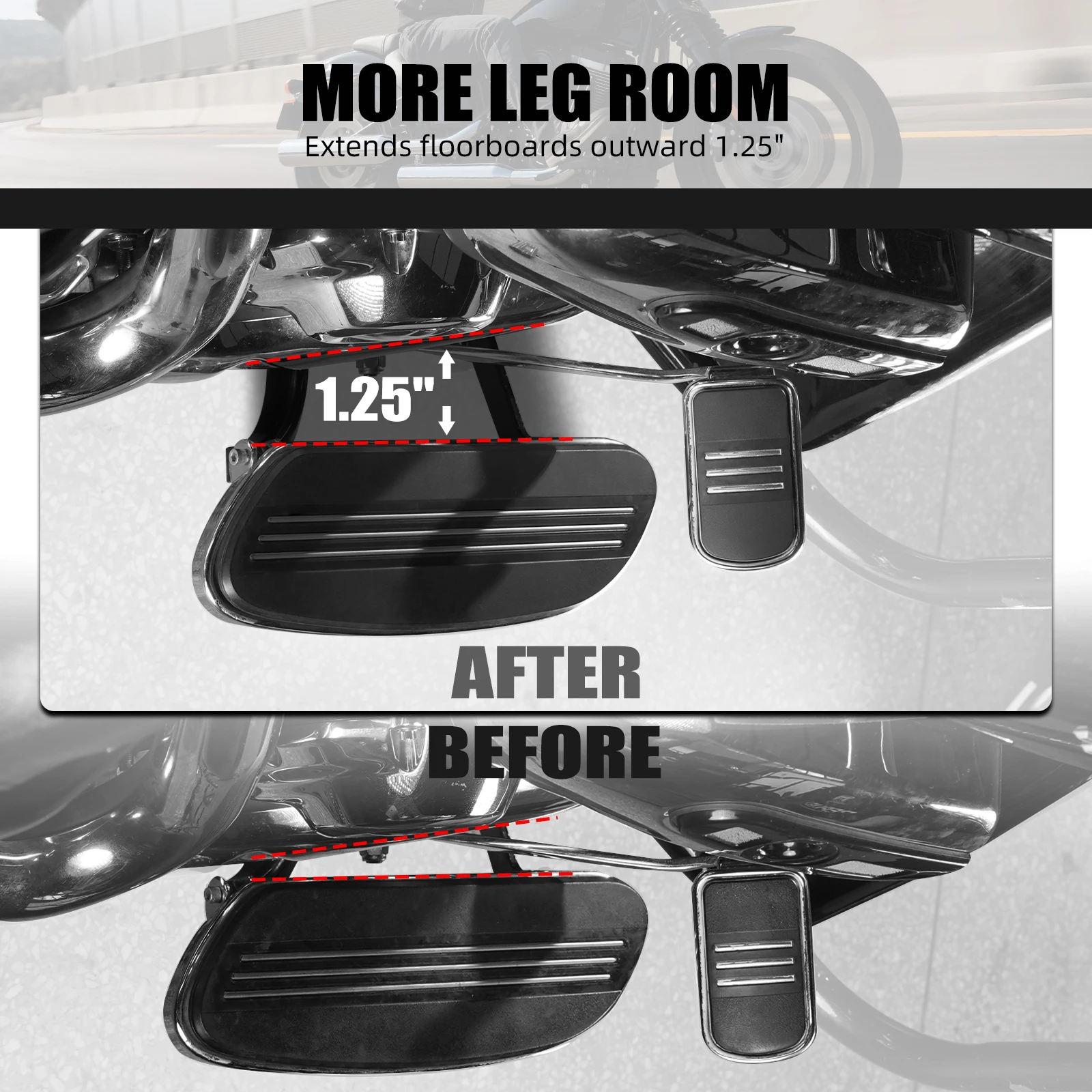 Für Harley Street Glide FLHX 2009–2024 Fahrer-Trittbrett-Extender-Set Road Glide FLTRX FLTRXS CVO FLTRXSE Road King FLHR Police – Detail 3