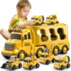 Diecast Carrier Truck Toys Cars Engineering Vehicles Excavator Bulldozer Truck Model Sets Educational Toys For Toddler Kids Gift 1