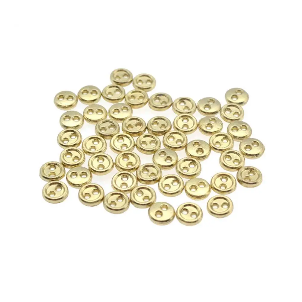 3/4mm Metal Buttons 50pcs Mini Buttons for Dolls Clothes 2Holes Sew Button for Needlework Round Buckles Handmade Accessories