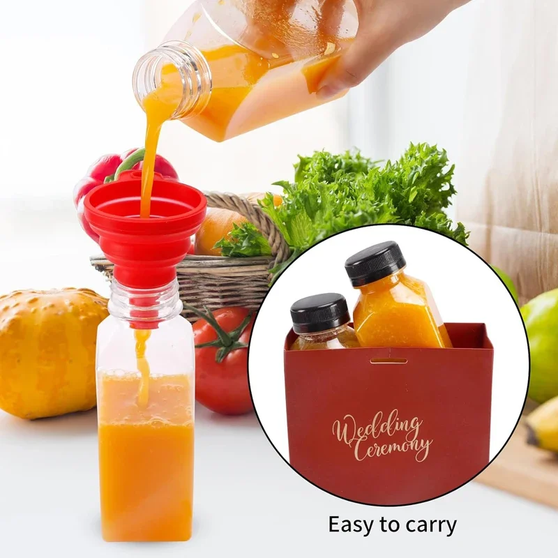 Refillable Bottle Set 5Pcs 60ml-1000ml Empty Plastic Juice Bottles With Tamper Evident Caps Clear Bulk Reusable Water Drinking Containers For Juicing