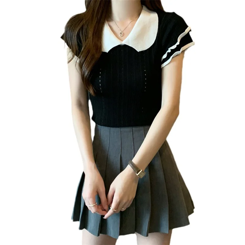 Summer Cropped Knitted Sweater Top for Women