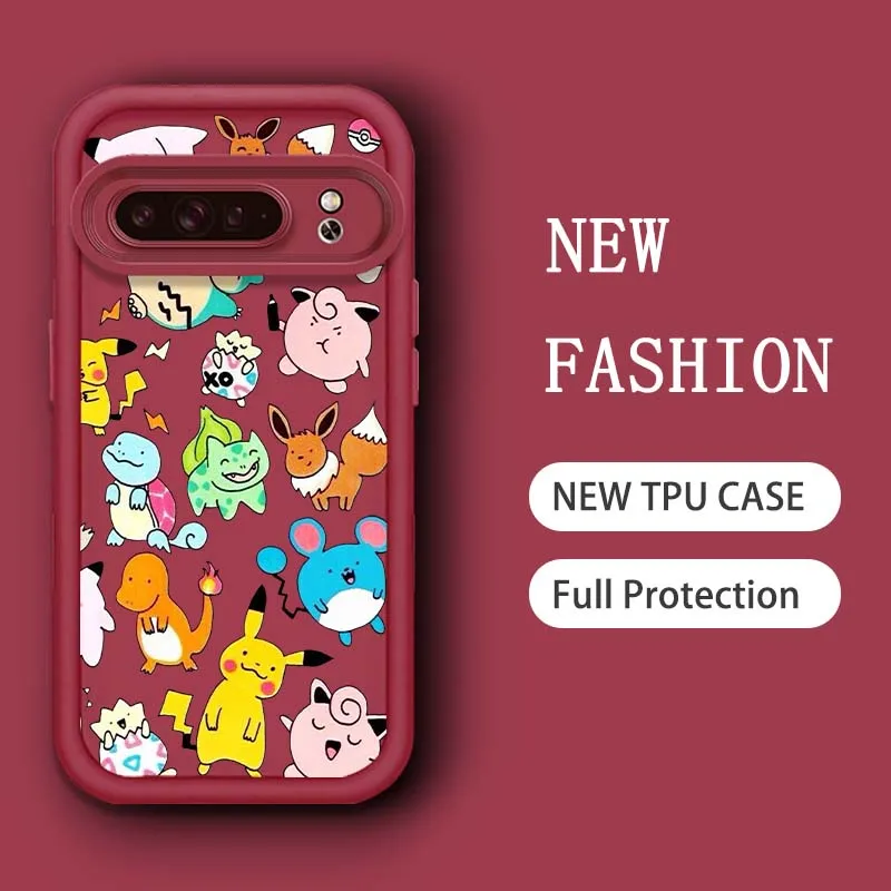 P-Pokemones P-Pikachus Anime Eye Ladder Shockproof Soft TPU Phone Case