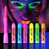 6 Uv Black Light Facial Oil Paint Crayon Set, Black Light Makeup Neon Face and Body Oil Paint Stick Marker Pen for Carnival Halloween Masquerade Makeup 2