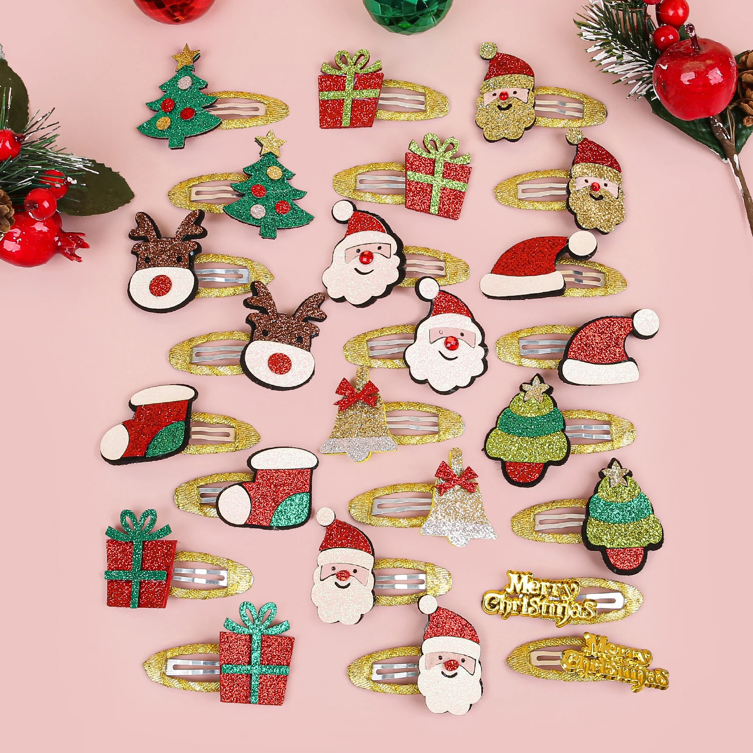 4/12 Stücke Mädchen Weihnachten Haarspangen Glitter BB Haarnadel Cartoon Haarspange Weihnachtsmann Haarspange Clips für Kinder Haarschmuck