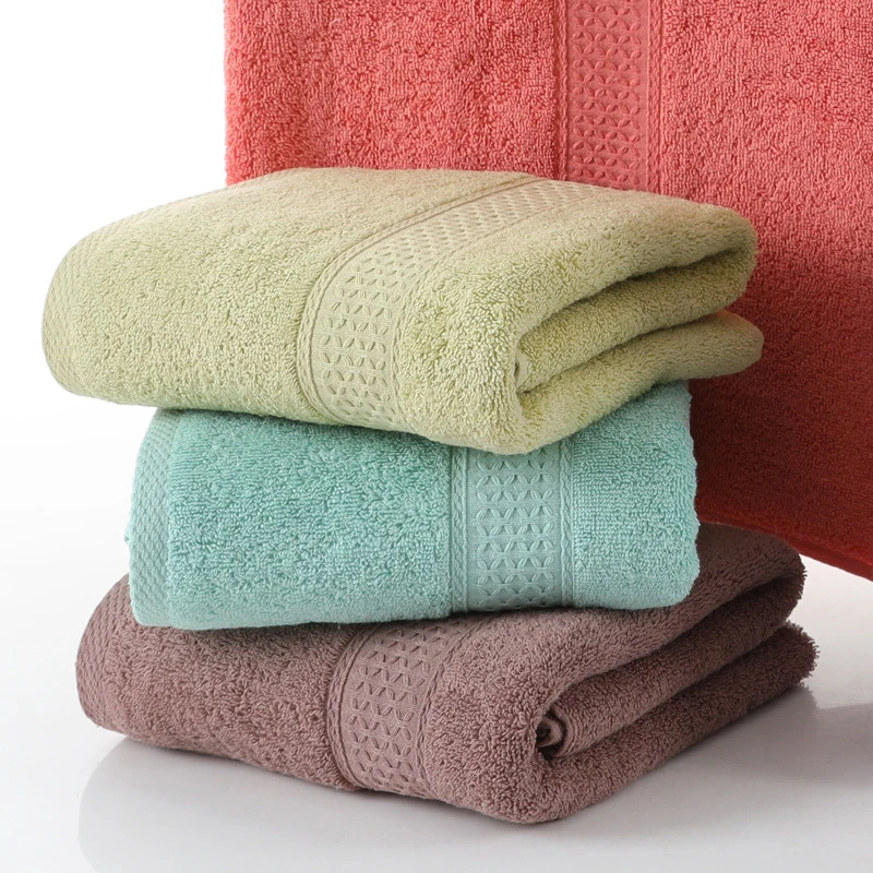 New thickened 100% pure cotton household towel, soft and absorbent adult bath towel, jacquard plain color adult large towel 4