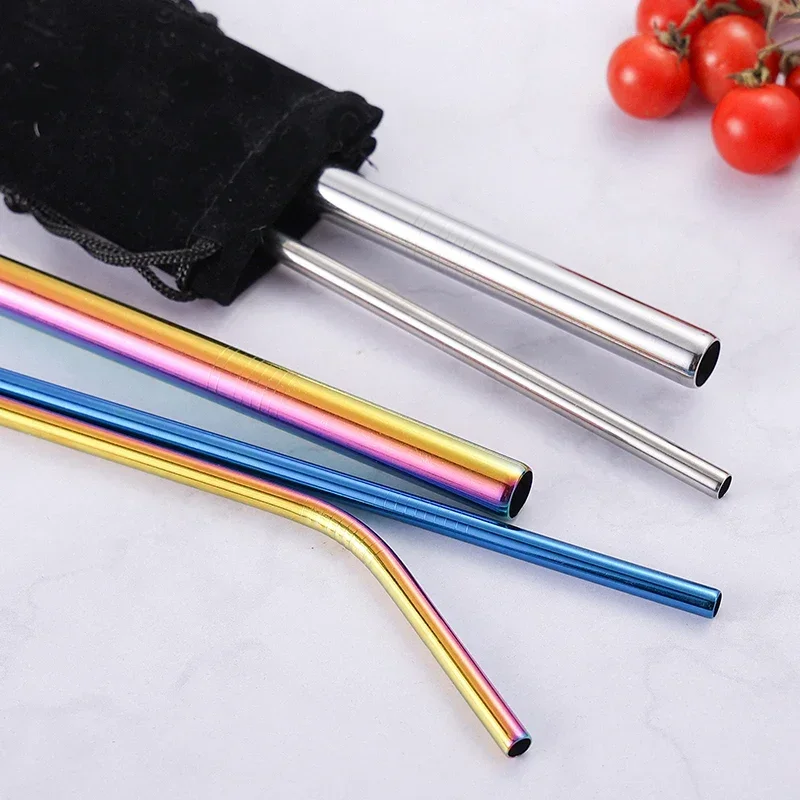 

304 Stainless Steel Drinking Straw Reusable Metal Straws Set with Cleaner Brush Milk Drinkware Bar Party 20 and 30 oz Tumbler