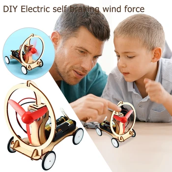 Modelo de coche de viento eléctrico para niños, juguetes de tecnología de experimentos físicos para estudiantes, DIY 1