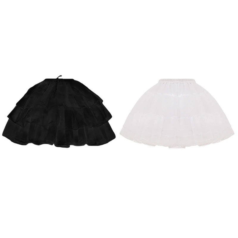 

Womens Ruffle 3 Hoop Petticoat Skirt Adjustable Length Solid Color Crinoline Wedding Dress Underskirt Slips Ballet Dance