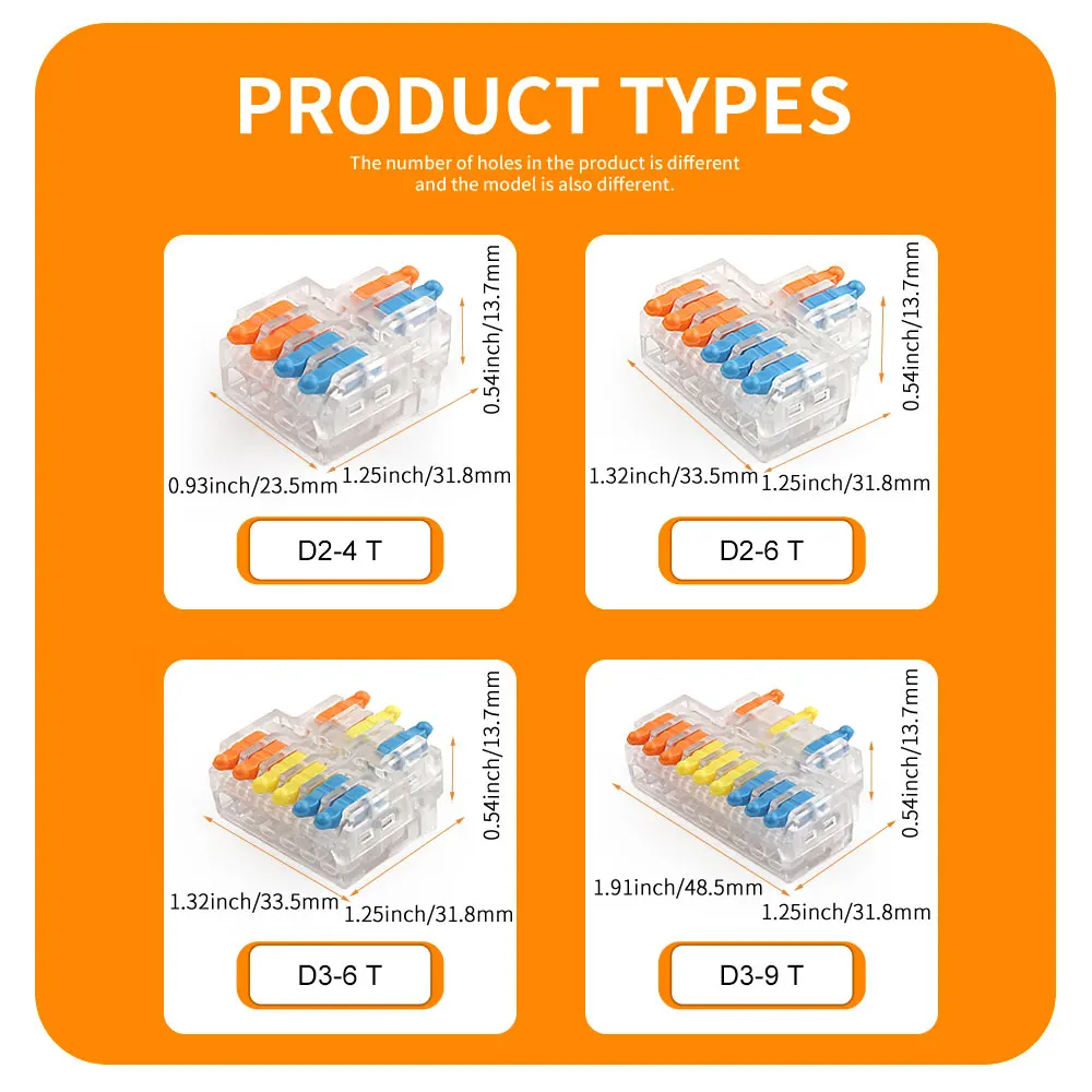 DIY GO Universeller kompakter Drahtverbinder, 1-in-Mehrfach-Out-Push-in-Klemmenblock zum Spleißen von Heimwerken und Beleuchtung, elektrisch – Detail 6