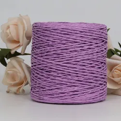 Handmade Natural Raffia Straw Yarn for Knitting and Crocheting Summer Hats and Bags (Purple)