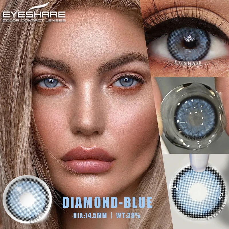 EYESHARE 1 Paar farbige Kontaktlinsen mit Sehstärke, Myopie, grüne Linsen mit Grad, graue Pupillenlinse, braune Linsen, jährlich – Detail 18