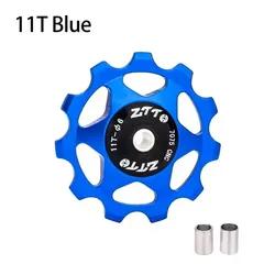 Premium Jockey Wheel Steel Bearing Pulley - Precision - Crafted AL7075 CNC Guide Roller (11T Blue)