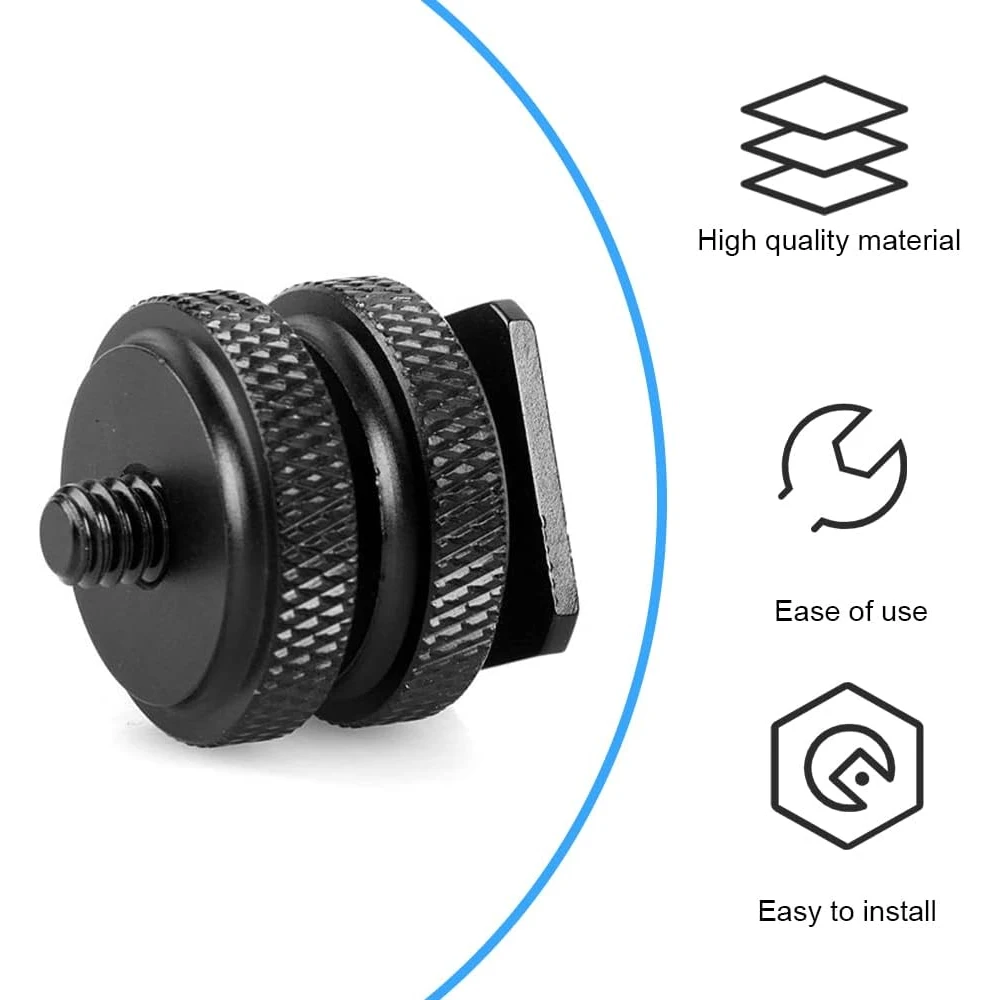 Camera Hot Shoe Mount naar 1/4-20 statief schroef adapter, Flash Shoe Mount voor DSLR Camera Rig (Pack van 2