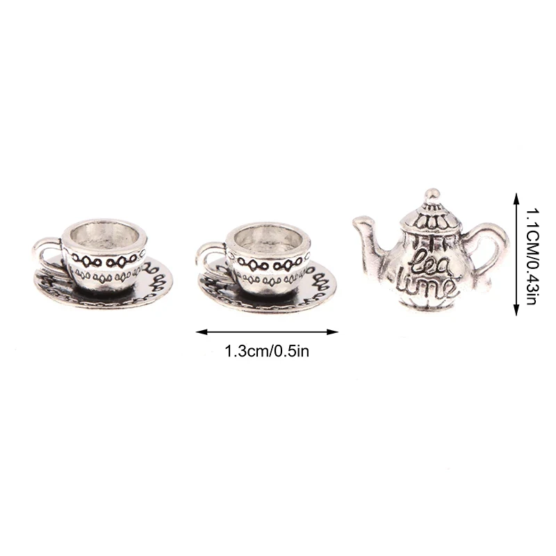 Accessoire Maison De Poupée 1/12 – Théière Noire Et 3 Tasses, Miniature Métal Odoria