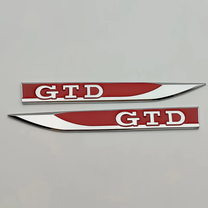 3D 금속 로고 GTD 엠블럼 데칼 자동차 펜더 배지 스티커, 폭스바겐 VW 골프 5 6 7 MK5 MK6 MK7 GTD 스티커 액세서리, 2 개