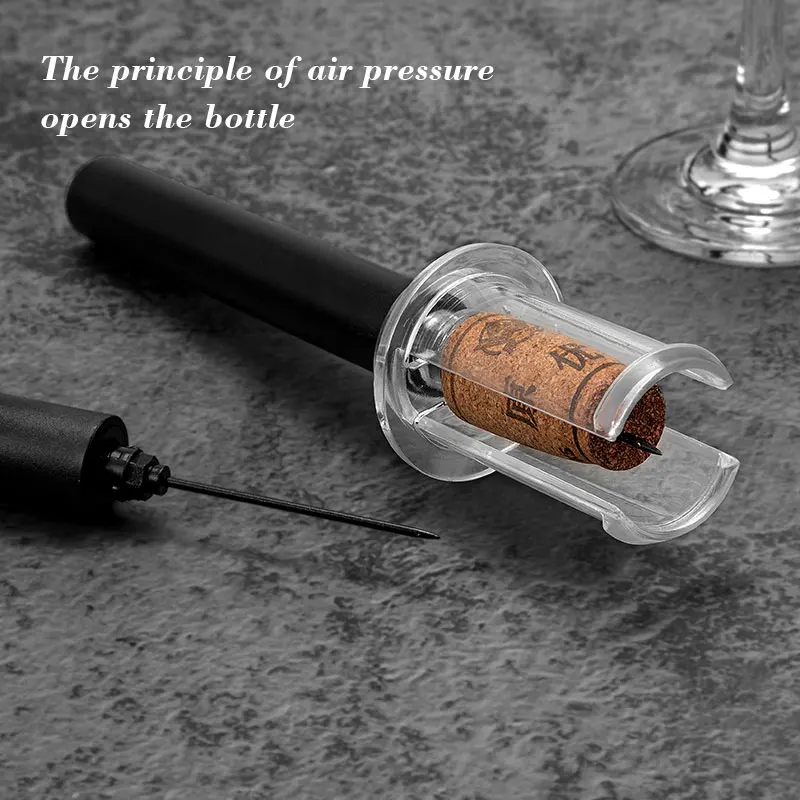 Black Pneumatic Wine Bottle Opener Tool