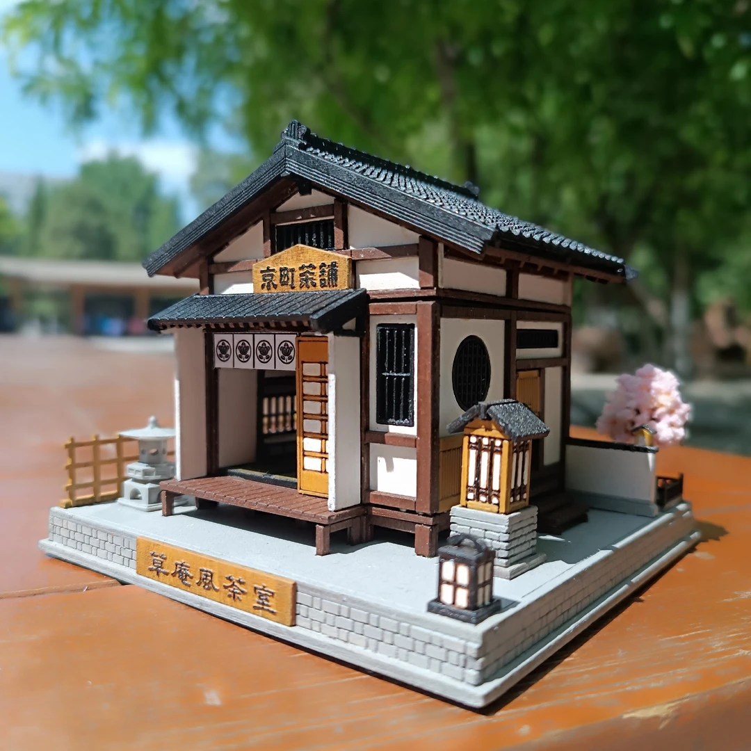 NEW DIY Wooden Miniature Model Kit Japanese Tea Room Casa Doll Houses 3D Puzzle Dollhouse With Furniture Lights Friends Gifts 2