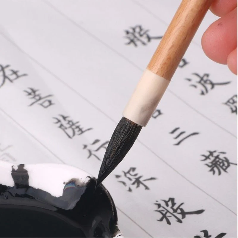 5PCS Weasel Hair Calligraphy Brush Pens Handmade Wooden Handle Chinese Painting Brush Xiaokai Regular Script Writing paint brush calligraphy brush