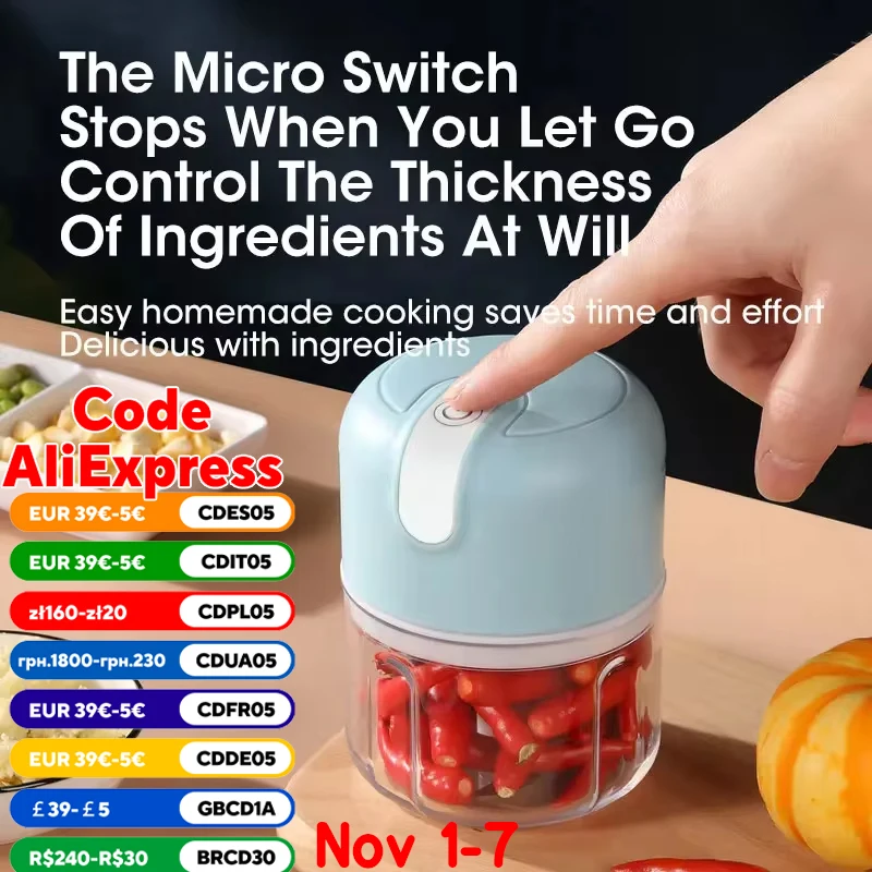 Mini Electric Food Chopper Multi Function USB Charging Meat Grinder Garlic Masher Machine Vegetable Ice Crusher Kitchenware Gift