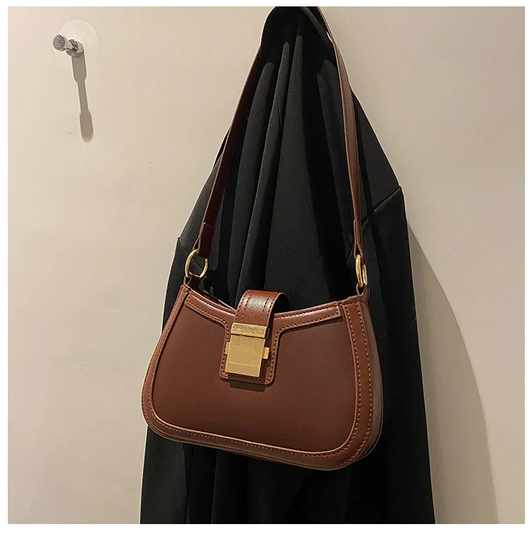 Vintage Trendy Ladies Underarm Shoulder Bag Solid Color Lacquer PU Leather Handbag Women Fashion Brand Simple Female_voghion.com