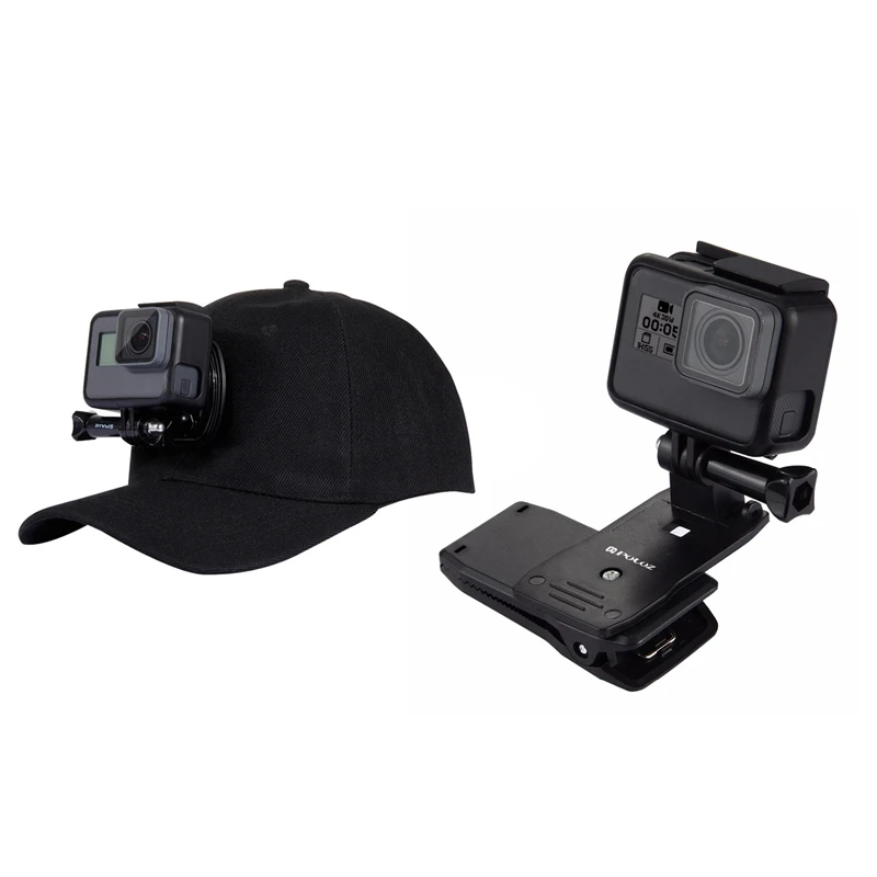 

PULUZ 2 шт. для Go Pro Аксессуары: 1 шт. уличная Солнцезащитная шляпа Topi бейсболка с держателем и 1 шт. 360 градусов рюкзак быстро