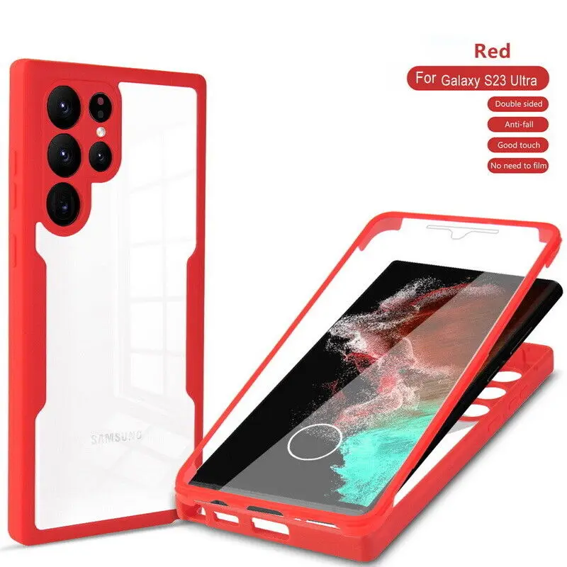 thumbnail image 1 of Funda de cuerpo completo para Samsung, carcasa protectora frontal y trasera de lujo, transparente, 360, para S24 S23 S22 Ultra S21 FE Plus A53 A52 A32 A34 A13 A23 A54 5G, 1 of 5
