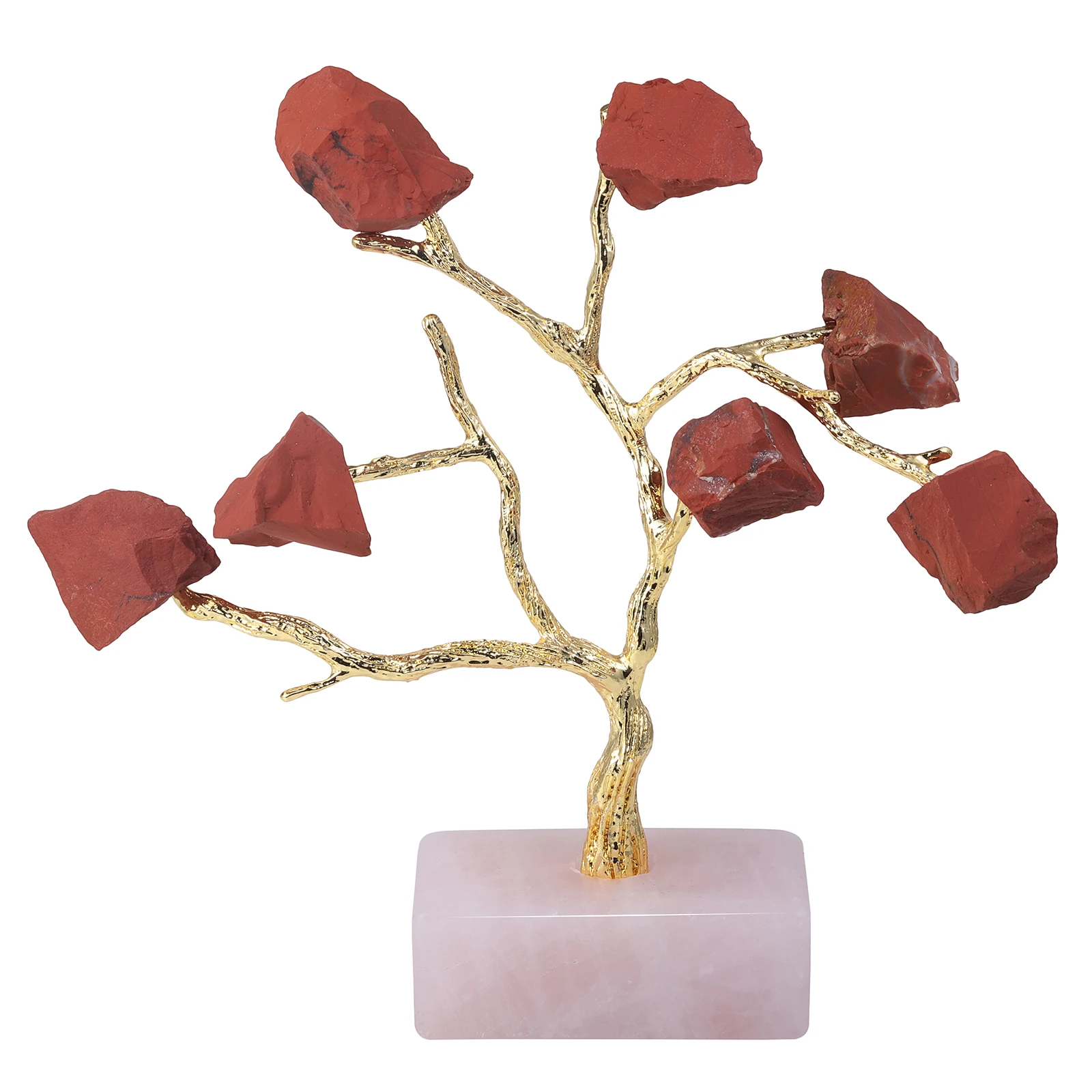 Natural Rough Crystal Stone Tree With Rose Quartz Base For Home Decoration Jewelry Organizer Desktop Ornaments reiki irregular rough stone crafts fluorite lapis lazuli with stainless steel stand for table decoration nordic home ornaments