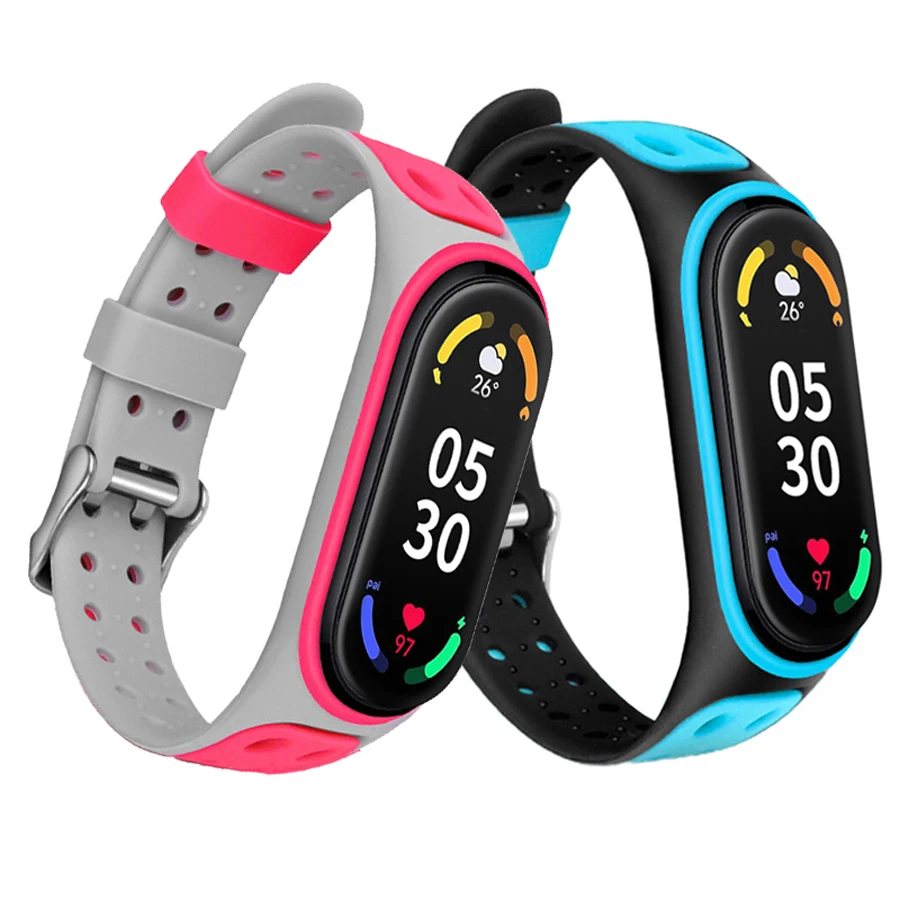 

Soft Silicone Strap for Miband 5 6 7 Replacement Ventilate Sport Strap for Miband 3 4 5 6 Wristband for Xiaomi Mi Band 7 Strap