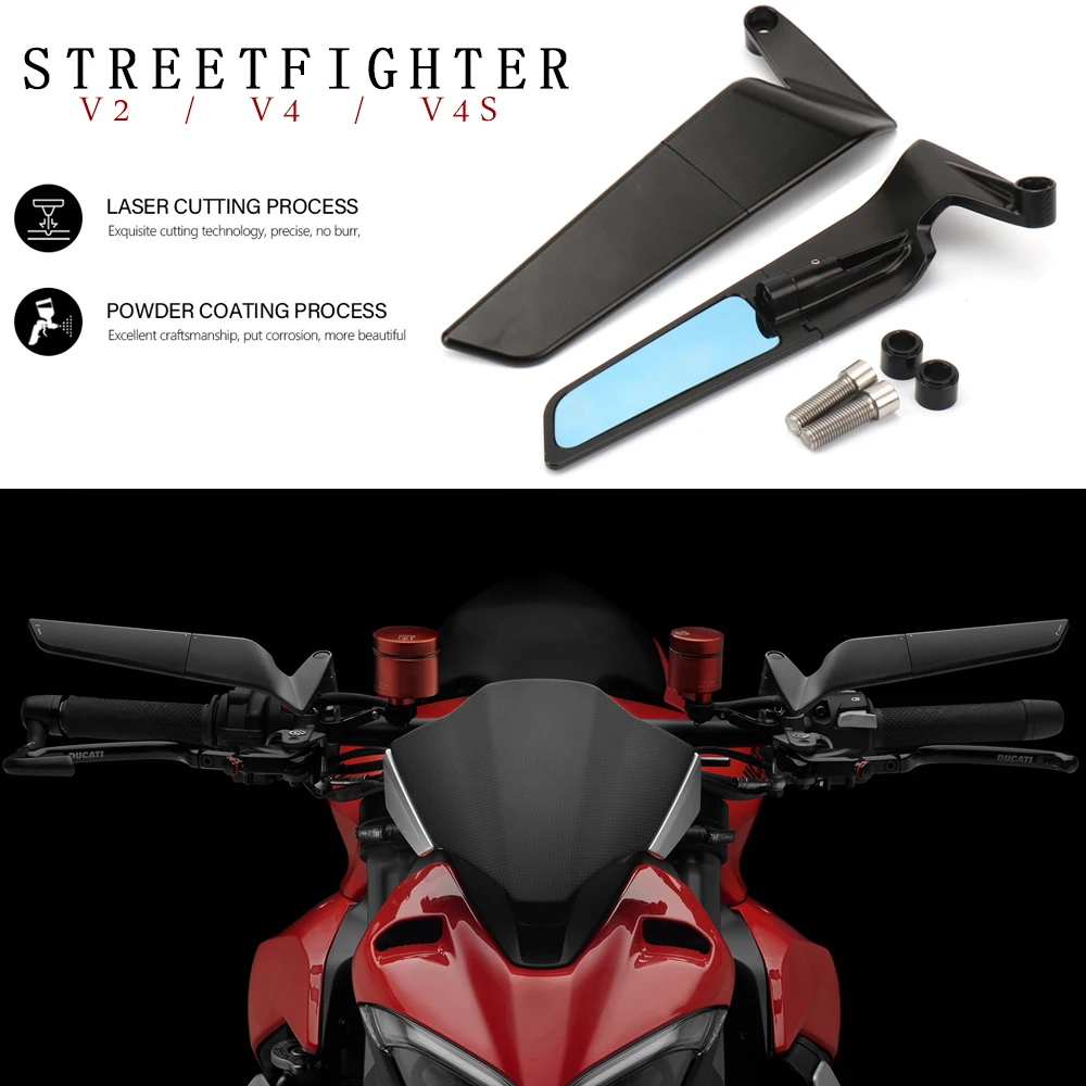 

Universal CNC Aluminum Motorcycle Rear View Mirrors Blue Anti-glare Mirror For Ducati Streetfighter V4 S V4S STREETFIGHTER V2