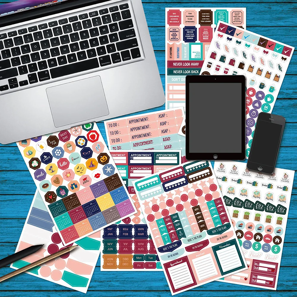 

497Pcs Planner Stickers for Business Fitness Accessories Stickers Notebook DIY Scrapbooking Stickers for Notebooks Stationery