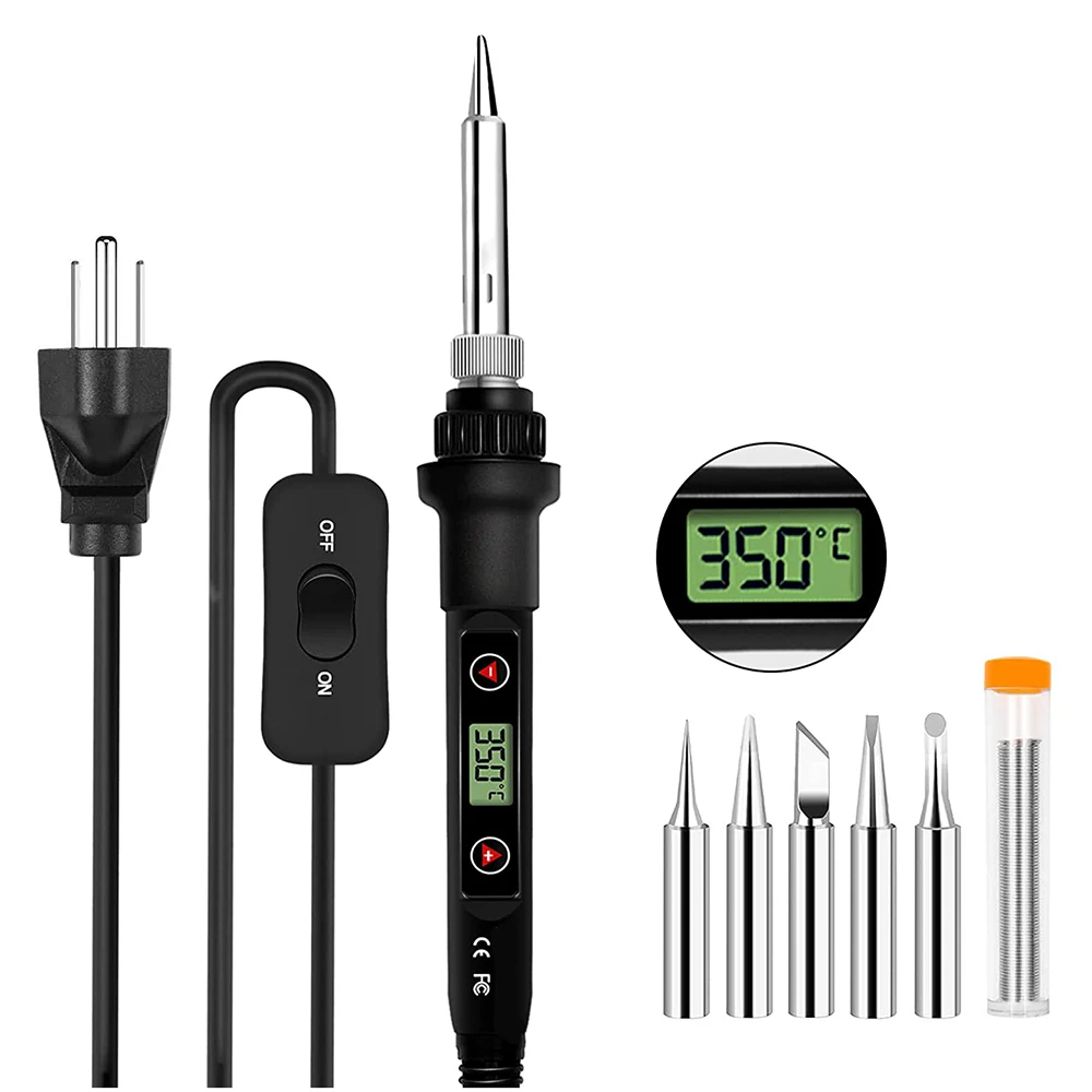 80W Digital Electric Soldering Iron Kit Set Temperature Adjustable Welding Tool Ceramic Heater Soldering Tips Rework 220V 110V inverter arc welder Welding Equipment