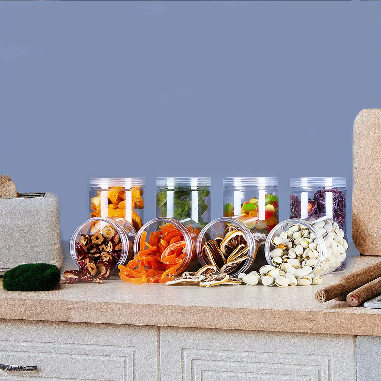 1PC Plastic Packing Bottle PET Clear Empty Seal Circular Bucket Storage Biscuit Jar Food Grade Sealed Cans Tank Container