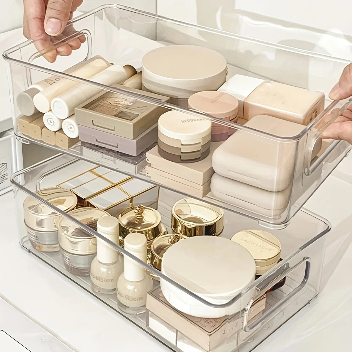 Organizer Per Capelli 3 Strati Con Forcine E Elastici - Scatola Porta Accessori In ABS Rosa Per Bambine - 4