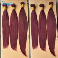 YOCYTU Burgundy Tissage Cheveux Humains 99J Meche Tissage Humain Hair 24 24 24 Pouces Lot De Tissage Cheveux Humain Lisse Tissage Naturel Brésilien 12A Tissage Brésilien Haut Qualité Tissage 100% Raw Haïr Bundles 3