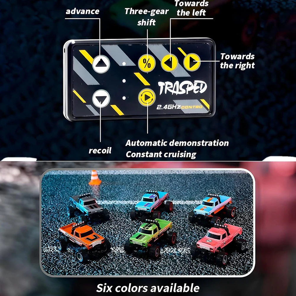 Mini RC Monster Truck 1:64 Scale All Terrain Off-Road Truck Toy 2.4Ghz Remote Control Adjustable Speed/Steering for Kids Gifts 6