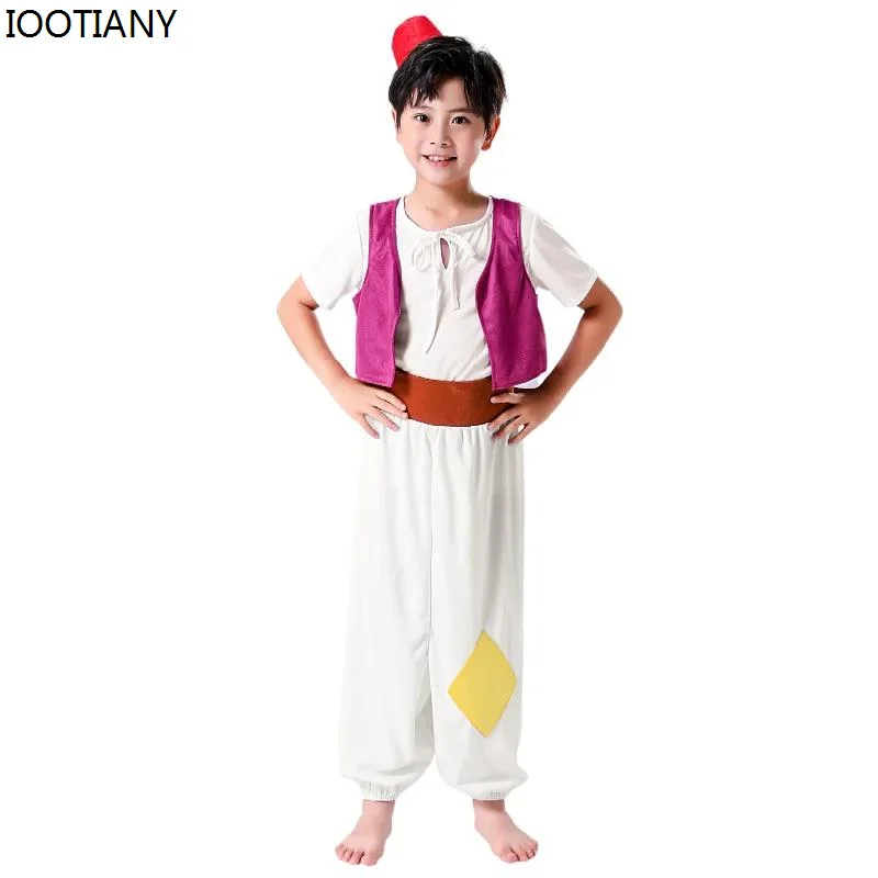 New Storybook Anime Cartoon Arab Prince Cosplay Outfits Kids Halloween Aladdin Costume Carnival Party Stage Performance Clothing