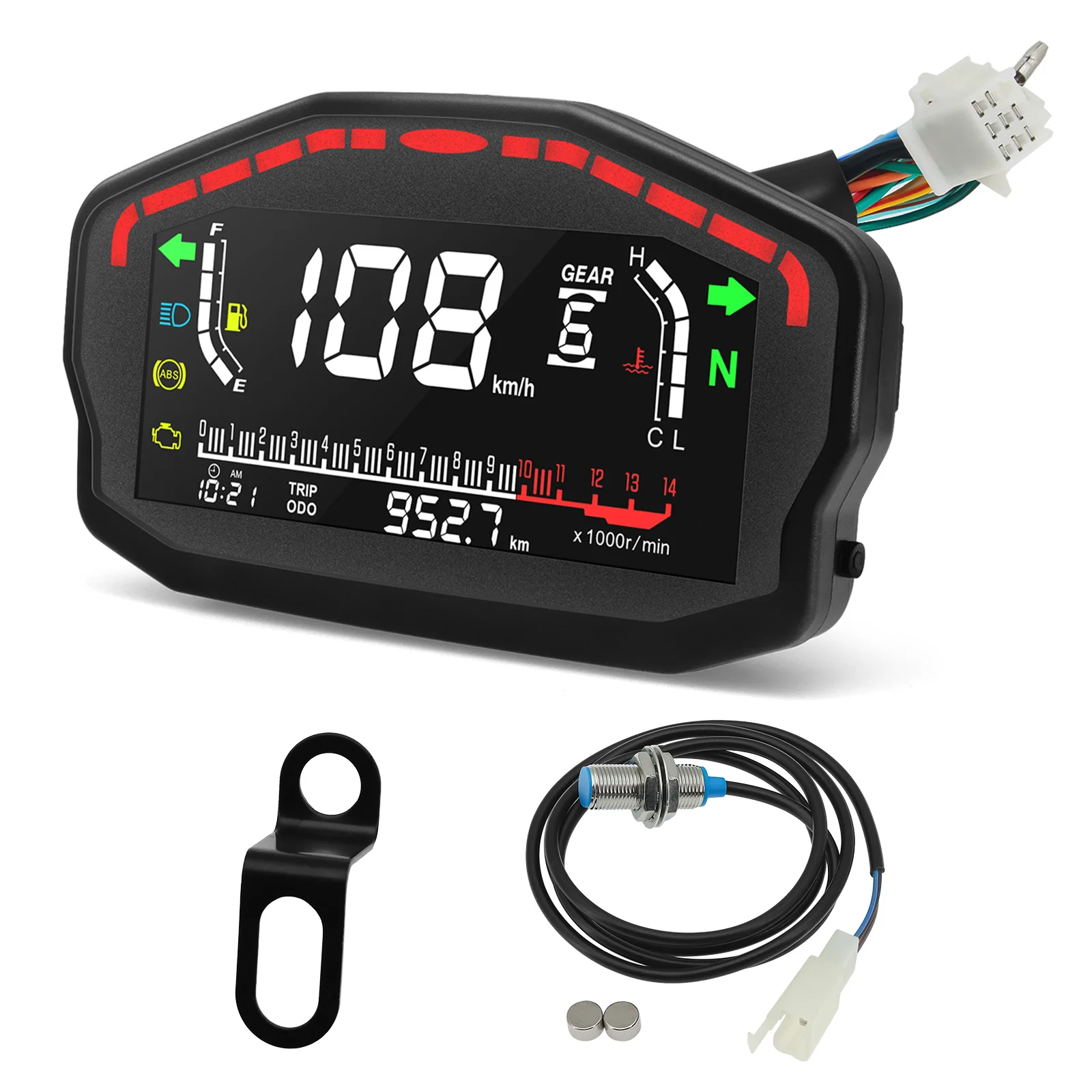 Motorcycle Speedometer Digital Board Dash Universal For 1 2 4 Cylinders Motorbike 0-14000r/min Odometer Gauge Gear Adjustable
