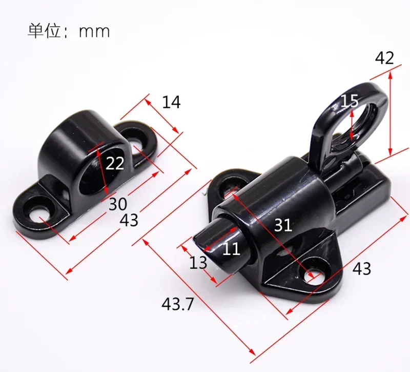 Description Picture 2 of itemSecurity door gate latch Aluminum Pull Ring Spring Bounce window Bolt Self-closing Hasp Sliding Lock window door Hardware