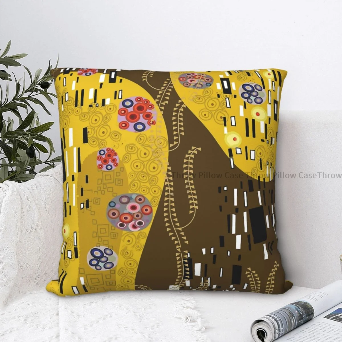 

Nouveau Golden Art Cojines Throw Pillow Case Gustav Klimt Oil Painting Cushion Home Sofa Chair Print Decorative Coussin