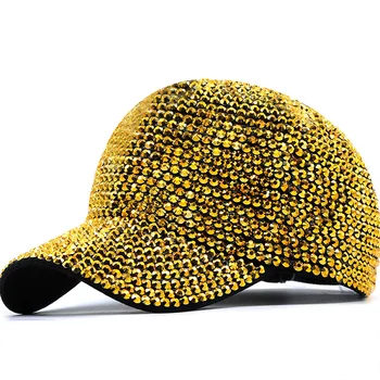 Luxury Sequined Rhinestone Pearl Diamonds Baseball Cap For Women Ladies Summer Hat Snapback Girl Hip Hop Hat Party Club Cap Bone 1