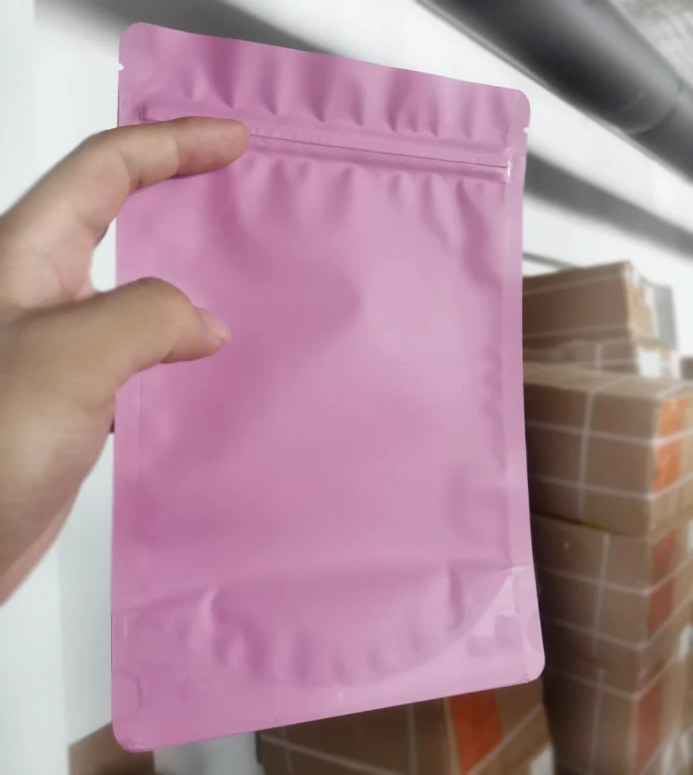 Thick Matte Black White Pink Aluminum Foil Packaging Bag Doypack Food Coffee Heat Sealable Stand Up Zip Lock Plastic Bags 50pcs 5